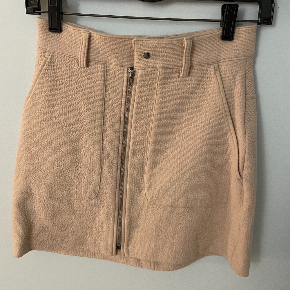 Tan pocket zip skirt